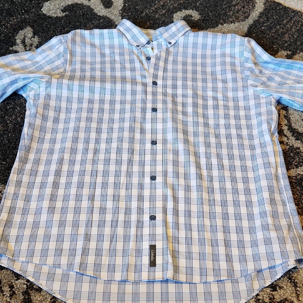 Cabela's Blue and White Plaid Button-Down Shirt